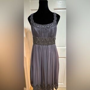 Adrianna Papell Silk Pleated Evening Dress
